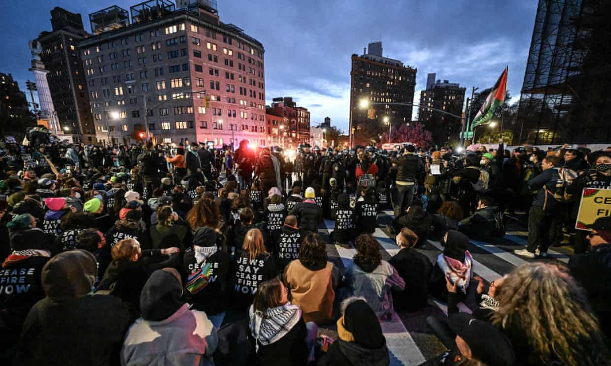 ‘Not like other Passovers’: hundreds of Jewish demonstrators arrested after New York protest seder