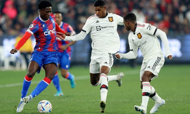 Malcolm Ebiowei in pre-season action for Palace against Manchester United.