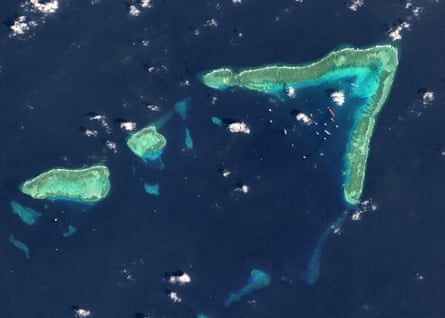 An aerial view of Whitsun Reef, in the Spratly Islands.