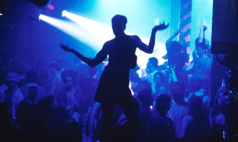 Silhouette of a clubber dancing at the Hacienda