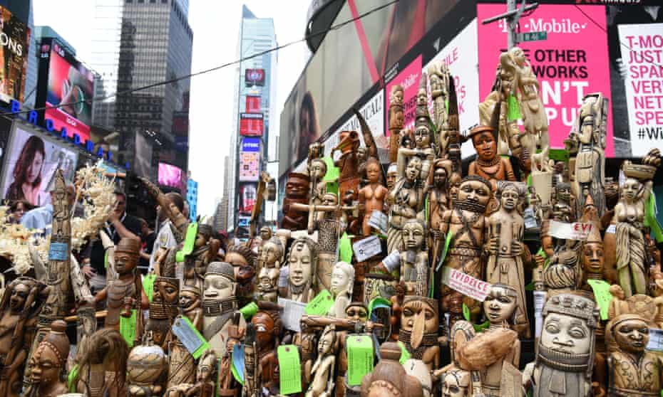 Confiscated ivory in Times Square, New York
