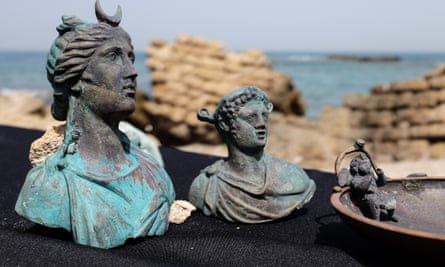 Figurines of the moon goddess Luna and Dionysus, the god of wine.