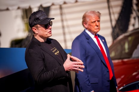 Donald Trump and Elon Musk on the south lawn of the White House in March 2025.