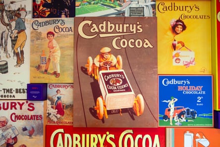 selection of vintage replica of Cadbury’s advertising signs, for chocolates and cocoa