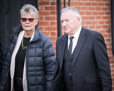 TV and radio host Greg Evans arrives for the state funeral service for Derryn Hinch at the Timber Yard, Melbourne.
