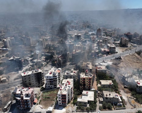 Smoke rising in the city of Sweida in southern Syria's Druze majority province.