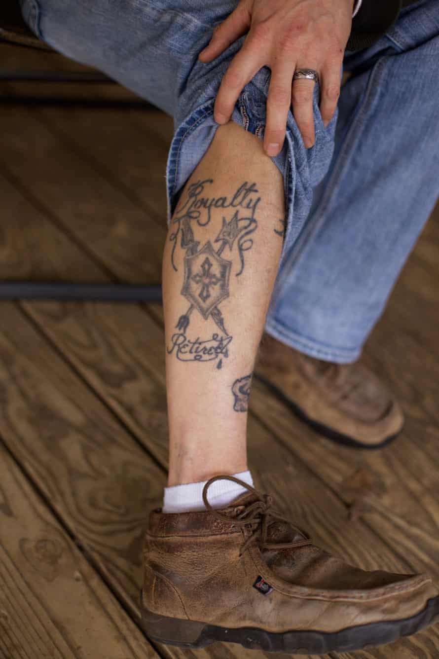 When Benny Ivey retired in 2008 from leading the Simon City Royals in central Mississippi he covered most of his Royals tattoos, but left one of the gang’s shield on his leg, inking “retired” under it.