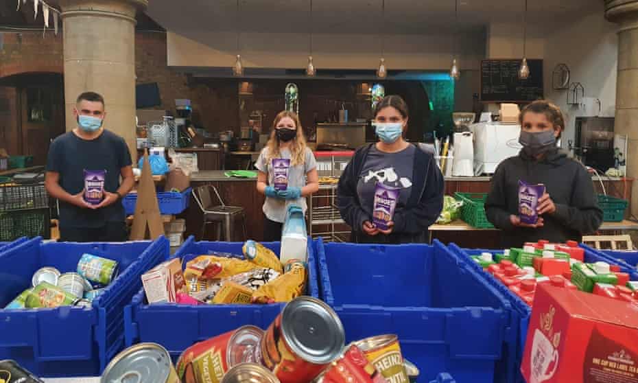 Volunteers at a food bank in Earlsfield, south London, December 2020