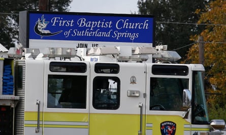 A fire truck in front of the First Baptist Church.