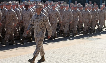 Some of the 200 US Marines during an official welcome ceremony at Robertson Barracks in Darwin.