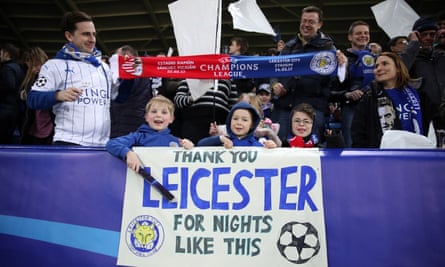 Leicester City fans at the Champions League game against Sevilla