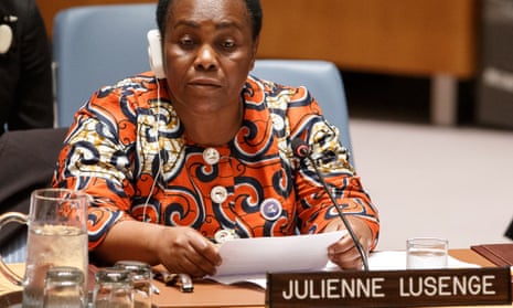 The seasoned women’s rights campaigner Julienne Lusenge addresses the UN security council debate on women, peace and security