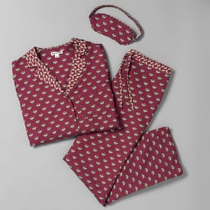 Dark-red silk pyjamas by Whistles x Yolke.