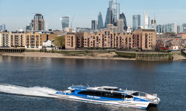 The Thames Clippers passenger service operating on the River Thames in London