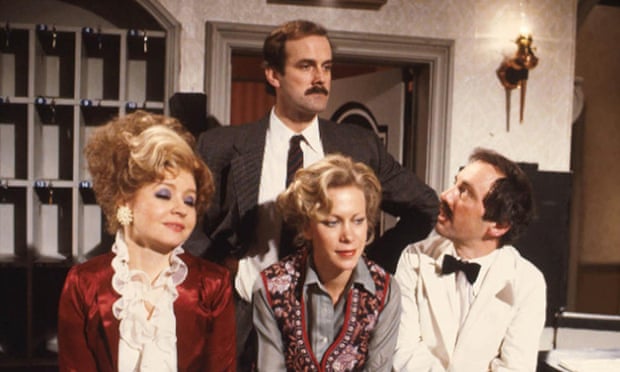 The cast of the BBC 1970s sitcom, Fawlty Towers.
