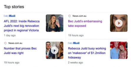A screenshot of contradictory headlines from news.com.au about the same story