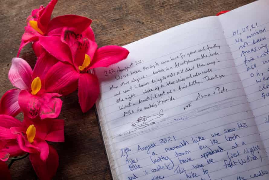 Visitor book at Ben Alder Cottage