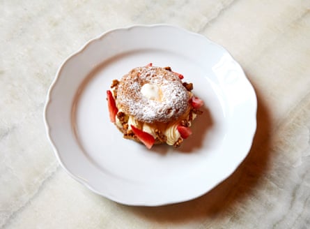 Strawberry, almond and clotted cream Paris Brest.