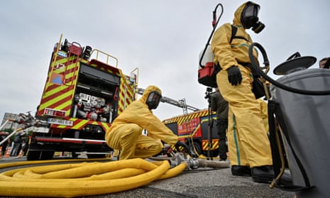 An anti-radiation drill in case of an emergency situation at the Zaporizhzhia nuclear power plant.