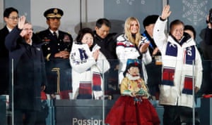 President of the International Olympic Committee Thomas Bach, President of South Korea Moon Jae-in, North Korea’s delegation leader Kim Yong Chol and Ivanka Trump, senior White House adviser, attend the closing ceremony.