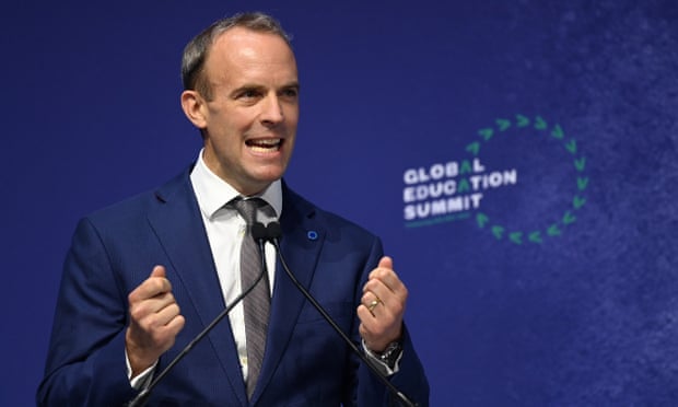 Foreign secretary, Dominic Raab, at the global education summit.