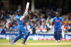Dhawan hits three fours off four balls.