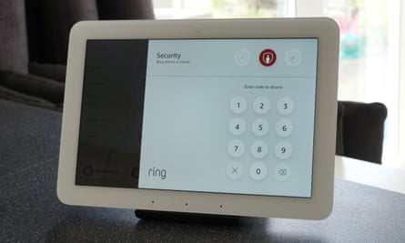 The Ring alarm panel on an Echo Hub