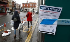 A police notice on boards surrounding a restaurant in Salisbury visited by former Russian spy Sergei Skripal and his daughter before their collapse on 4 March.
