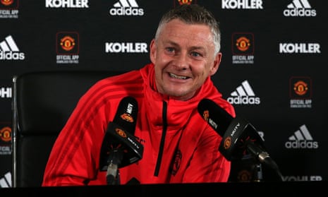 Caretaker Manager Ole Gunnar Solskjaer of Manchester United speaks during a press conference.