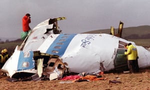 The wreckage of Pan Am 103 on a field in Lockerbie, Scotland, in 1988 Wreckage of Pan Am 103