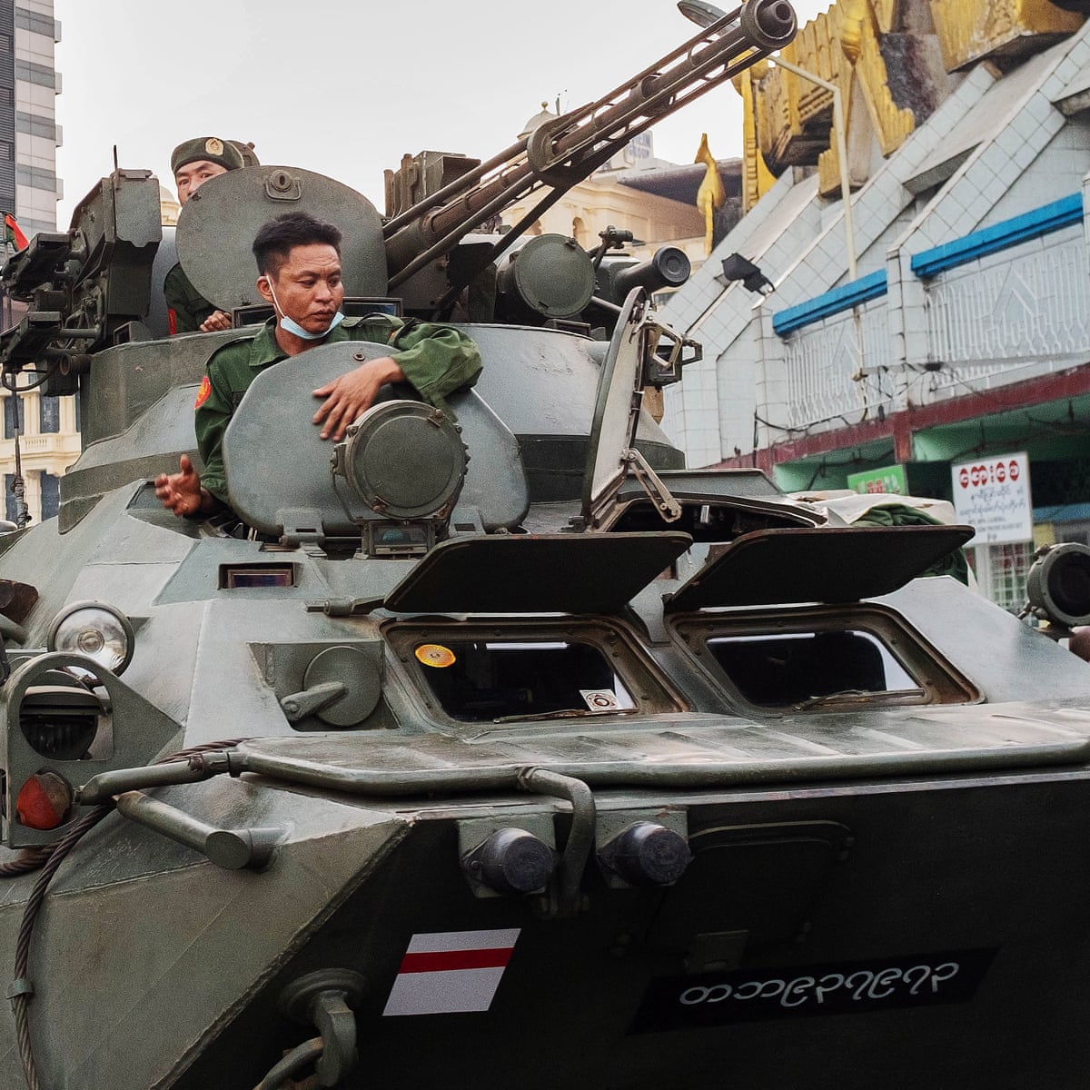 Myanmar Armoured Vehicles Roll Into Cities As Internet Shut Down Myanmar The Guardian
