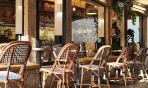 Outdoor seating at Dose cafe, Batignolles, Paris.