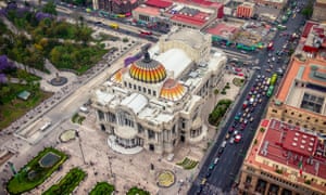 The view from Mirador Torre Latino, Mexico City, on to the Palacio de Bellas Artes.