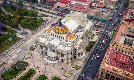 The view from Mirador Torre Latino, Mexico City, on to the Palacio de Bellas Artes.