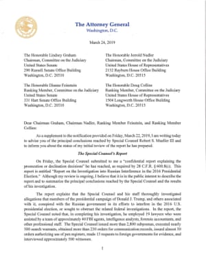 The first page of William Barr’s letter.