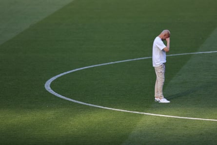 Pep Guardiola looks emotional on the pitch.
