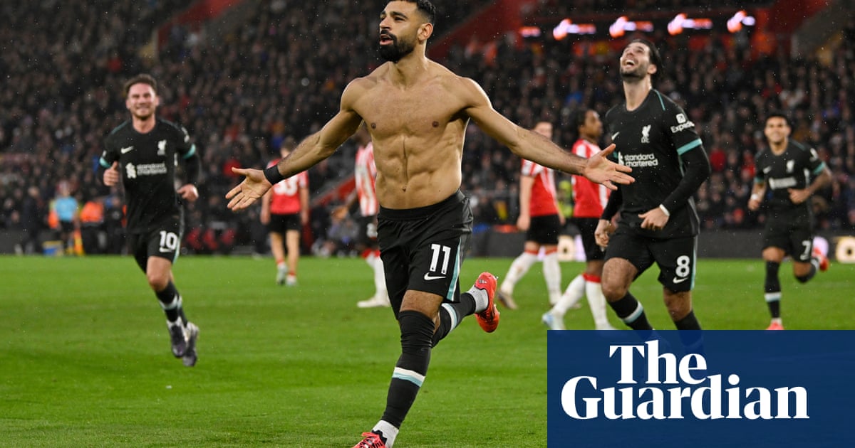 Salah double sees off Southampton and stretches Liverpool’s lead to eight points