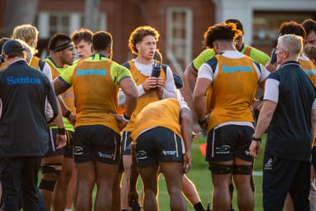 Mark Nawaqanitawase takes a breather during training at Brighton Grammar School in Melbourne