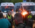 Protesters confronting police outside Southampton Central police station on 2 June 2026.