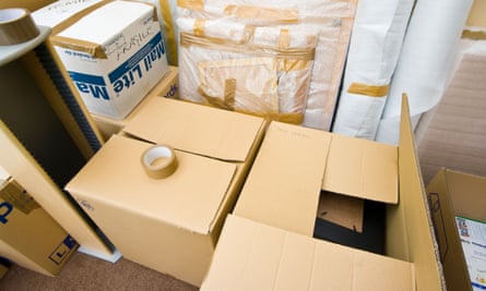 Packed Cardboard Boxes Ready For Moving HouseBT8WHR Packed Cardboard Boxes Ready For Moving House