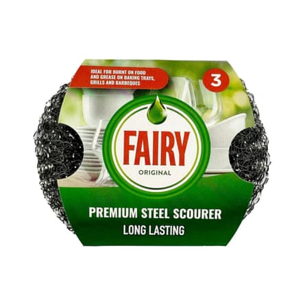 Pack of three Fairy steel wool scourers