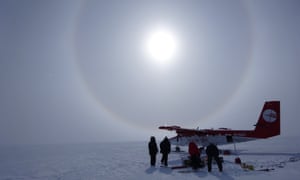 “As the plane touches down, we bounce over hard sasstruggi, and special skis fixed around the wheels prevent us from sinking into the snow.”