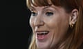 Close-up of Angela Rayner's face as she delivers a speech