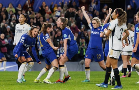 Guro Reiten is congratulated by her teammates after scoring from the spot