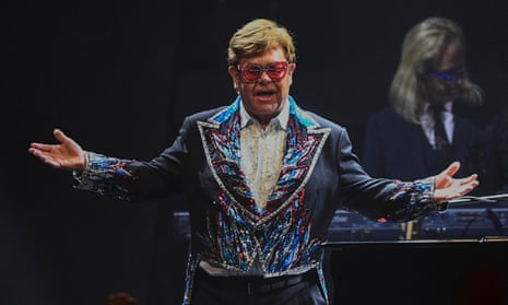 Elton John perform the final show of his Farewell Yellow Brick Road tour in Stockholm, July 8.