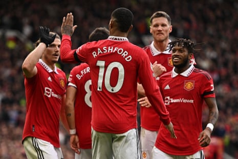 Rashford celebrates.