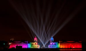 Lights illuminate the Old Royal Naval College in Greenwich to bring in the new year in London.