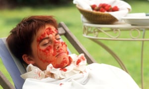 A strawberry face mask.