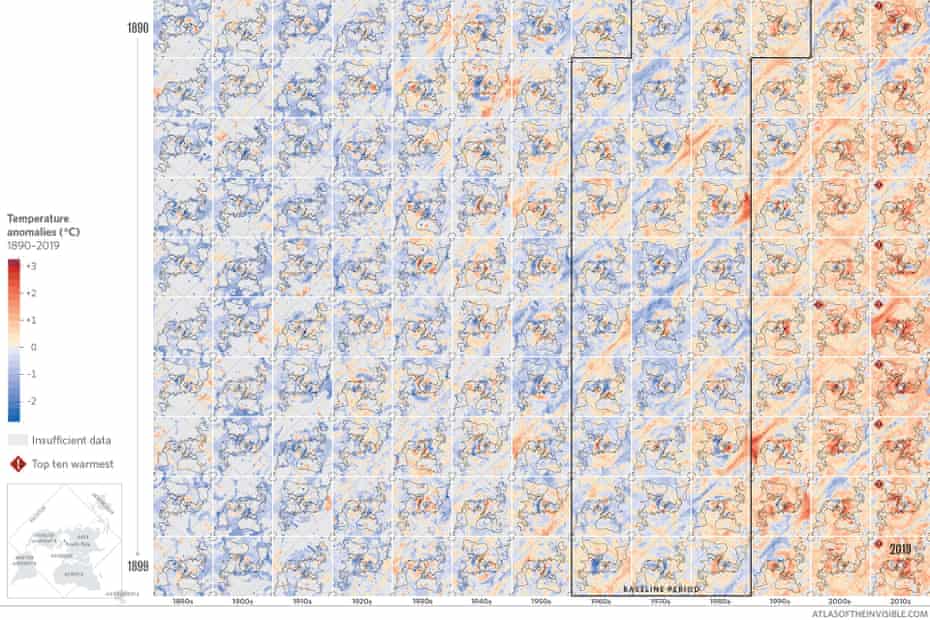 Heat gradients across time reveal warming