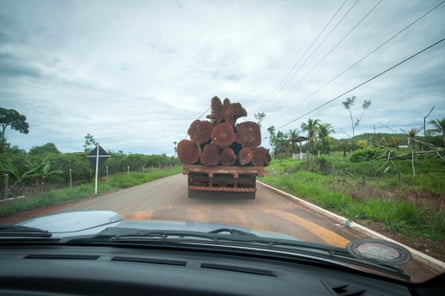 A logging truck on the ‘Coffee Road’ near the Seventh of September reserve